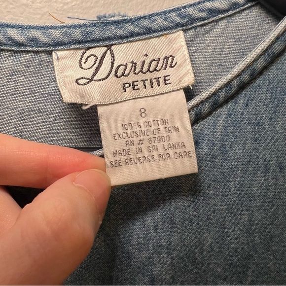 Vintage Darian Petites Denim Floral Dress - Picture 2 of 5